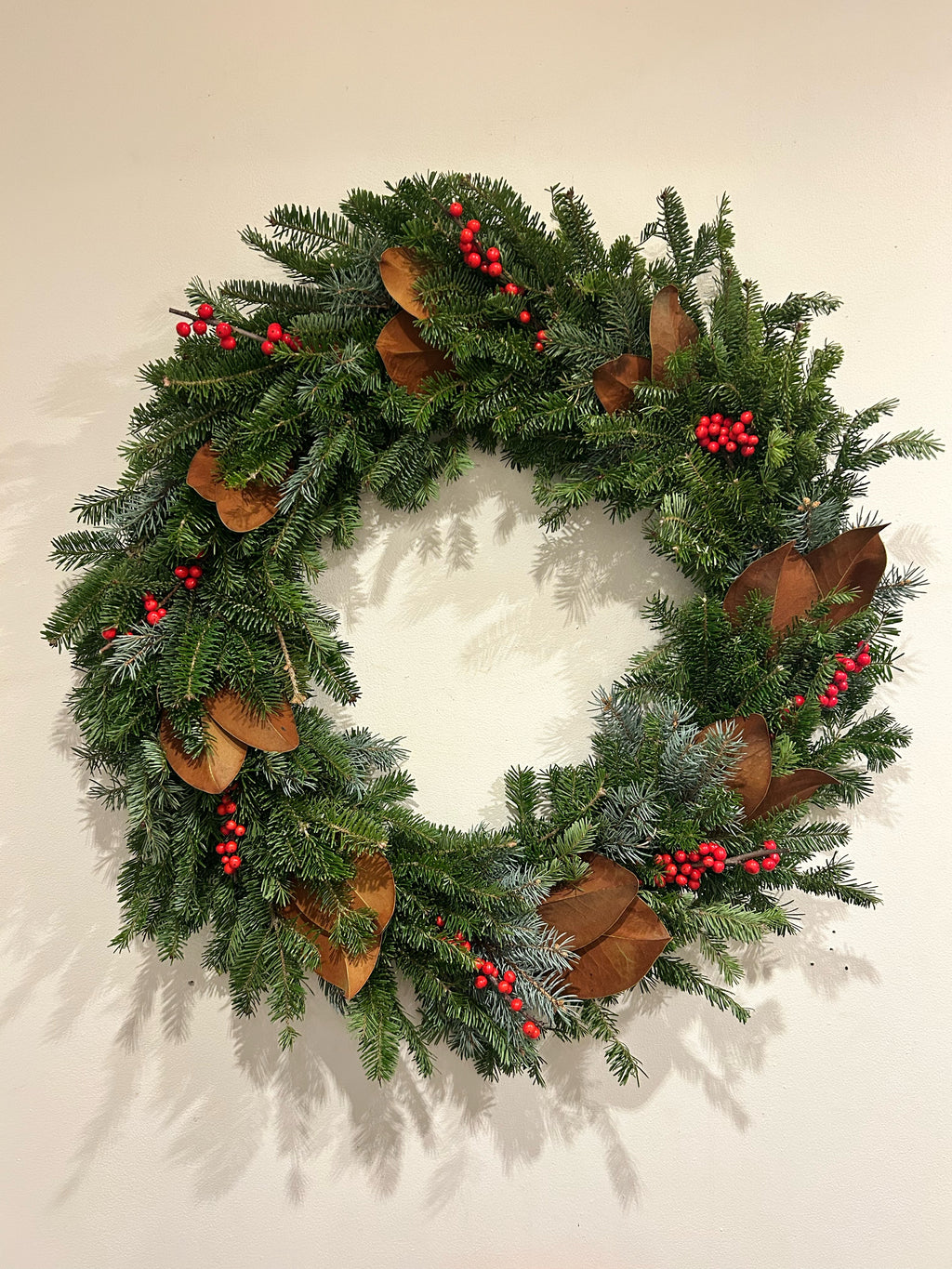 Ilex Berry & Magnolia Evergreen Wreath - Large