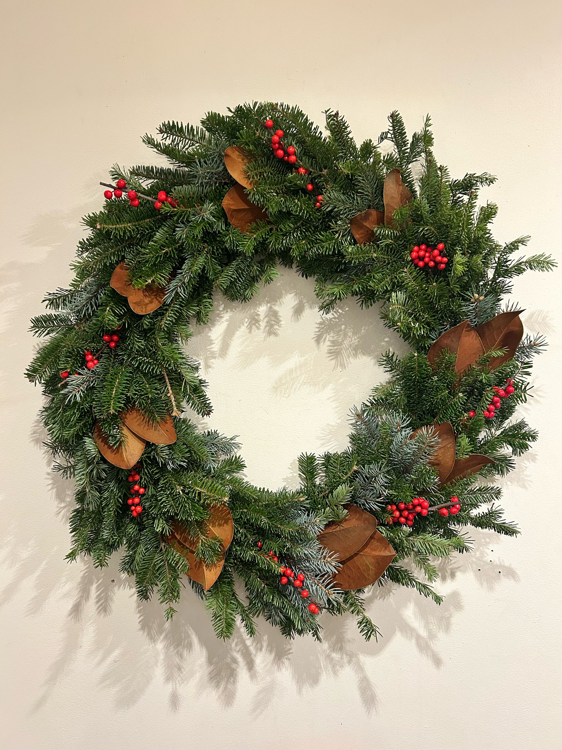 Ilex Berry & Magnolia Evergreen Wreath - Large